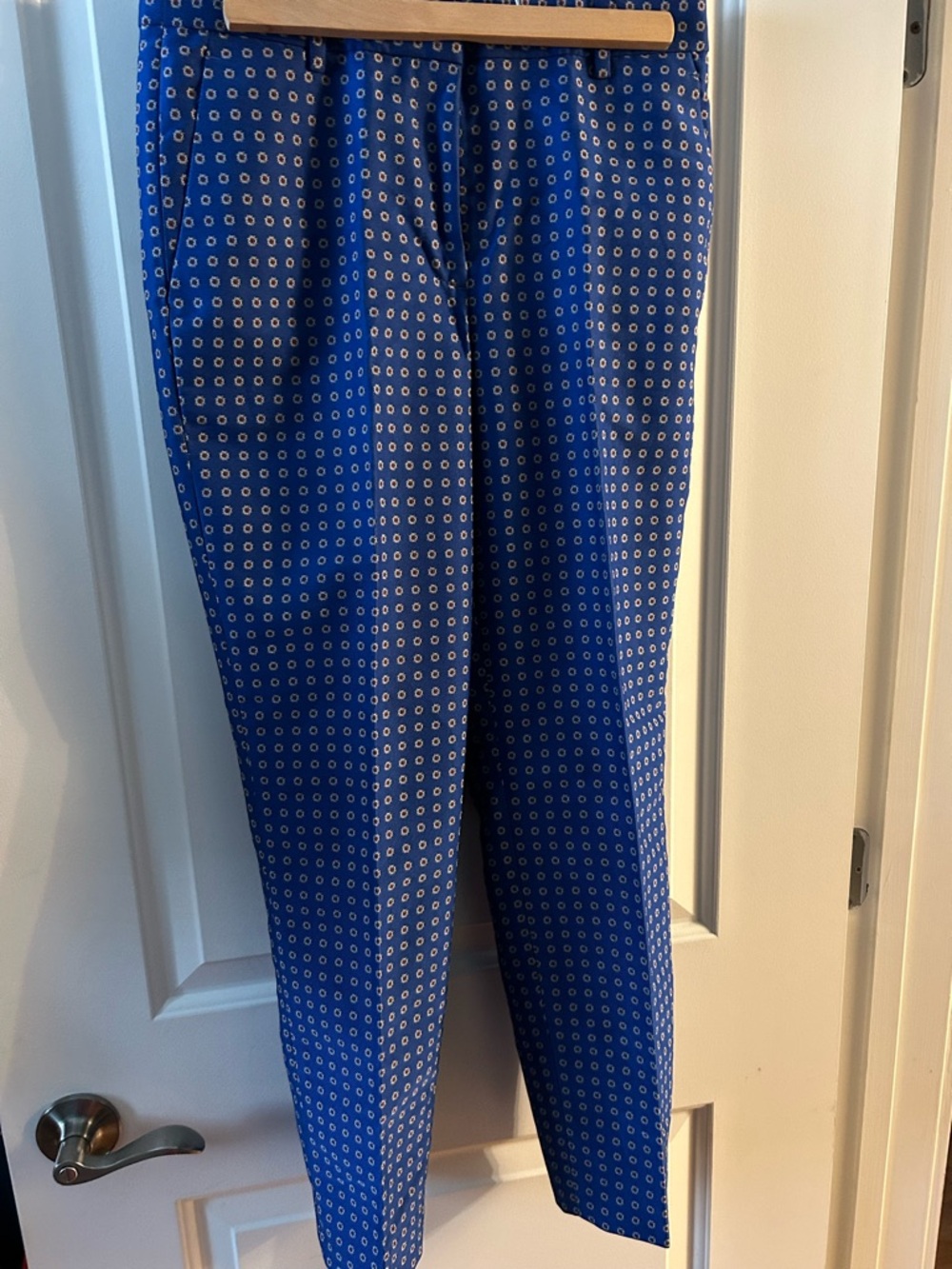 J. Crew Foulard Jacquard Trousers Cobalt Blue Ankle Pants Size 4